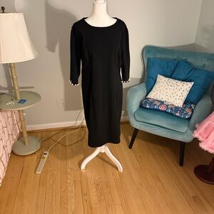 Chic Black Dress with Pearl Details